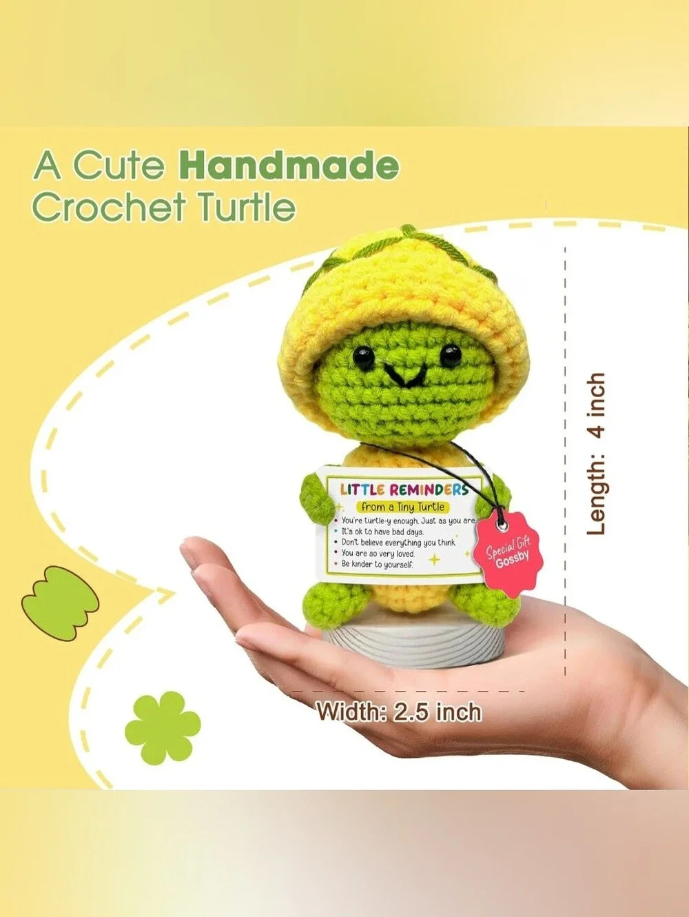 Gossby Handmade Positive Crochet Turtle
